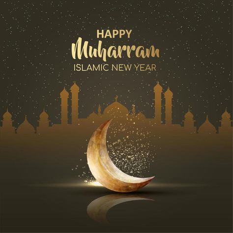 Happy Muharram Islamic New Year, Happy Muharram, Islamic New Year, New Year Card, Moon Design, The Happy, Vector Art, Vector Free, This Is Us