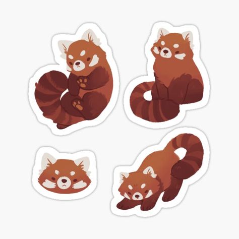 Red Panda Cute, Panda Illustration, Woodcut Art, Panda Gifts, Red Pandas, Animal Doodles, Panda Art, Cat Pose, Unique Sticker