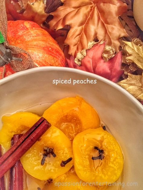 Spiced Peaches Spiced Peaches Recipe, Canned Peaches With Honey, Spiced Canned Peaches, What To Do With Excess Peaches, Peach Pecan Infused Bourbon, Pickled Peaches, Pumpkin Streusel Muffins, Spiced Peaches, Breakfast Vegetables