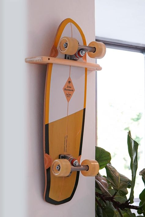 Amazon.com : Ankā Supply Co - Skateboard and Longboard Display Mount, Wall Rack, Wooden Wall Mount, Skateboard Wall Storage : Sports & Outdoors Snowboard Shelf, Skateboard Holder, Skateboard Display, Cool Bedrooms For Boys, Skateboard Wall, Nice Ideas, Cool Skateboards, Skateboard Design, Wall Rack