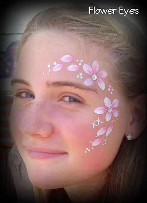 simple and very quick, but really quite effective Easter Face Paint, Easy Face Painting Designs, Face Painting Flowers, Eye Face Painting, Maquillage Halloween Simple, Fairy Face Paint, Festival Face Paint, Water Car, Fire Insurance