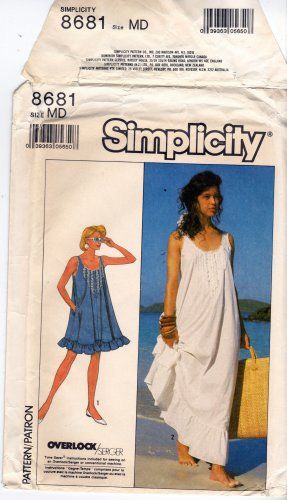 This dress is so romantic with the tiny tucks and fluffy ruffle hem! You can wear it to the beach or wear it to bed, depending on your chosen fabric. It would be awesome for early pregnancy too. Simplicity 8681 Uncut Loose Fit Prairie Style Dress or Nightgown Medium 14 16 (Sorry, this one has been sold.) Tent Dresses Pattern, Nightgown Pattern, Fitting Dress, Tent Dress, Simplicity Sewing, Loose Fitting Dresses, Lounge Dress, Couture Vintage, Simplicity Sewing Patterns