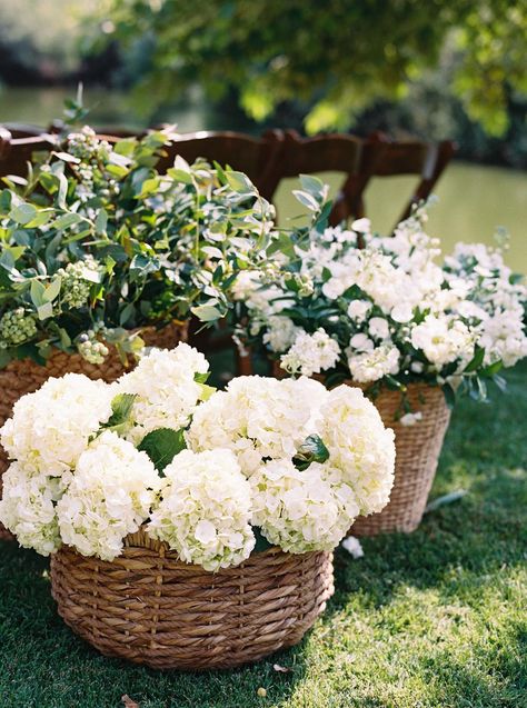 Read More: https://www.stylemepretty.com/2022/02/10/shades-of-blue-and-family-ties-inspired-this-coastal-vineyard-wedding-in-california/ French Coastal Wedding, Potted Wedding Flowers, Coastal Grandma Wedding Aesthetic, Coastal Wedding Florals, Coastal Grandmother Wedding Aesthetic, Italian Coastal Wedding, Nantucket Wedding Aesthetic, Coastal Garden Wedding, Nancy Meyers Wedding