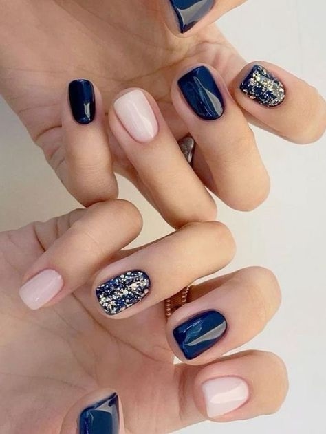 Dark Blue Nails, Milky Nails, Gel Set, Korean Nails, Colorful Nails, Smink Inspiration, Cute Gel Nails, Dipped Nails, Autumn Vibes