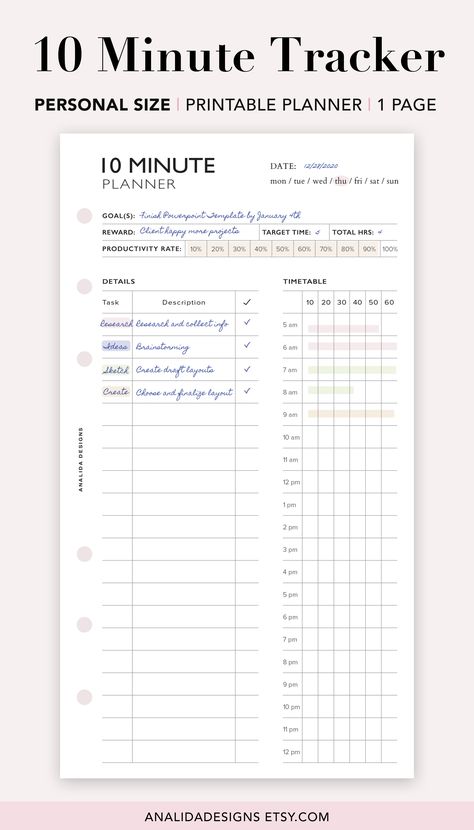 🖤 10 Minute Time Planner Printable - Visually track your time in 10 minutes Intervals to help boost productivity - great for house chores, work, or studying. Pomodoro Tracker Printable, Motemote 10 Minute Planner, Timeblock Planner, 10 Minute Planner Printable, Time Management Sheet, Time Tracker Printable, 10 Minute Planner, Pomodoro Time, Pomodoro Planner