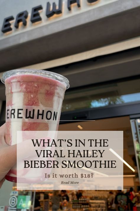 erewhon Hailey Bieber smoothie Hailey Bieber Strawberry Glaze Smoothie, Hailey Bieber Smoothie Recipe, Hailey Bieber Strawberry Glaze, Strawberry Glaze Smoothie, Hailey Bieber Strawberry, Hailey Berry, Strawberry Glaze Recipe, Hailey Bieber Smoothie, Erewhon Smoothie