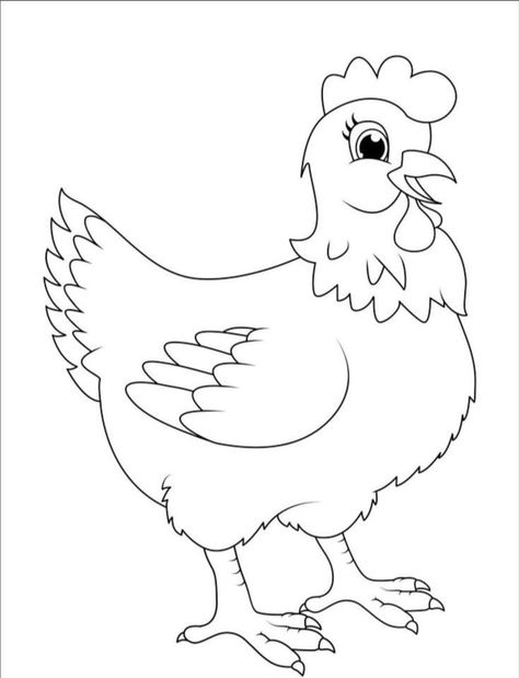 Hen Coloring Page, Chicken Pictures Drawing, Farm Animals Template, Learning Coloring Pages, How To Draw Kids, Chicken Coloring Pages, Farm Cartoon, Barnyard Theme, Chicken Coloring