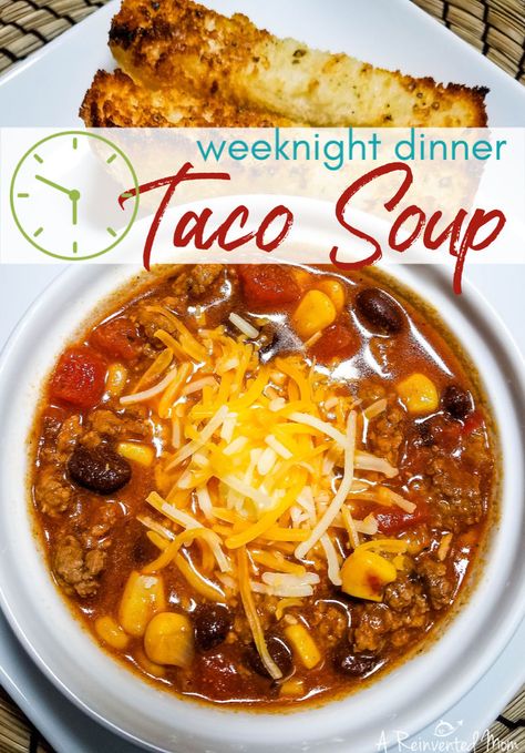 Looking to change up Taco Tuesdays? How about a piping hot bowl of Taco Soup? This longtime family favorite recipe is ideal for busy weeknight dinners. #easyweeknightdinner #souprecipes #tacosoup #easytacosoup Quick And Easy Taco Soup Recipe, Leftover Taco Meat Recipes, Vegetarian Tacos Recipes, Leftover Taco Meat, Taco Tuesday Recipes, Taco Soup Recipe Easy, Easy Taco Soup, Taco Meat Recipes, Taco Soup Recipe