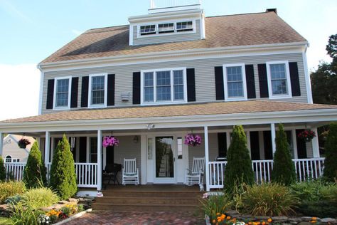 6 Tan House with Black Trim Design Ideas for Your Project | Allura USA Modern Center Hall Colonial, Center Hall Colonial Exterior, Black Patio Furniture, Siding Styles, Tan House, Center Hall Colonial, Roof Restoration, Black Shutters, Fiber Cement Siding