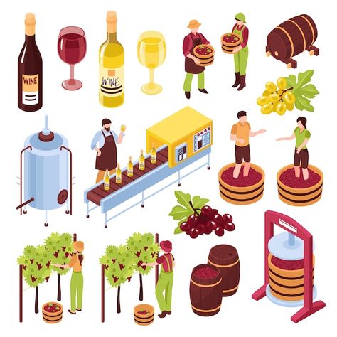 Free Vector | Winery isometric set vineyard with harvest pressing of grapes bottling conveyor drink in goblets isolated illustration Grape Vineyard, Candles In Fireplace, Romantic Picnics, Isometric Illustration, Picnic Set, 4th Birthday Parties, Romantic Dinners, Web Banner, Logo Icons