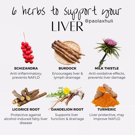 Paola | Detox, Cellular Health & Lifestyle Medicine on Instagram: â€œMy top 6 herbs for liver health! ðŸŒ¿ Iâ€™m big on herbs. Theyâ€™ve transformed my health and my clientsâ€™ health. When used properly theyâ€¦â€ #LiverHealthMatters #HealthyLiverHappyLife #LiverWellness #SupportLiverHealth #LiverDetoxTips #LiverDietIdeas #CleanLiverCleanLife #LiverCareJourney #NourishYourLiver #LiverLovingFoods Herbs For Liver, Intentional Eating, Liver Herbs, Cleansing Foods, Detox Herbs, Lifestyle Medicine, Cleanse Juice, Liver Cleansing, Liver Detox Diet