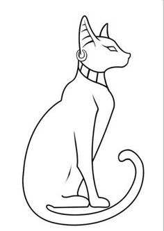 Egyptian Cat Egyptian Cats Art, Ancient Egypt Easy Drawings, Ancient Cat Tattoo, Egypt Cat Art, Egypt Cat Drawing, Egyptian Art Drawing Symbols, Egyptian Scriptures, Egyptian Cat Drawing, Ancient Egyptian Drawing