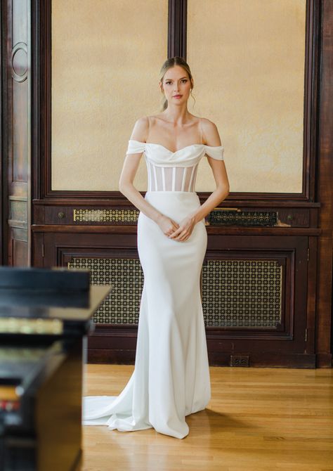 VICTORIA Off Shoulder Mermaid Wedding Dress, Wedding Dress Elegant, Handmade Wedding Dresses, Crepe Wedding Dress, Custom Wedding Dress, Tailored Dress, Reception Dress, Elegant Wedding Dress, Dress Elegant