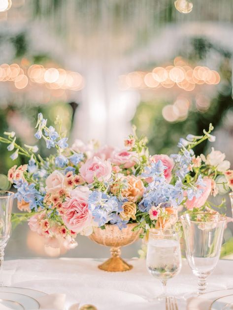 Fall Wedding With Pastel Colors, Grand Millennial Style Wedding, Pink Spring Wedding Flowers, Pool Reception Wedding, Spring Centerpiece Ideas Wedding, Wedding Flowers Summer Centerpieces, May Wedding Florals, Pastel Floral Centerpieces, Spring Wedding Pastel Colors