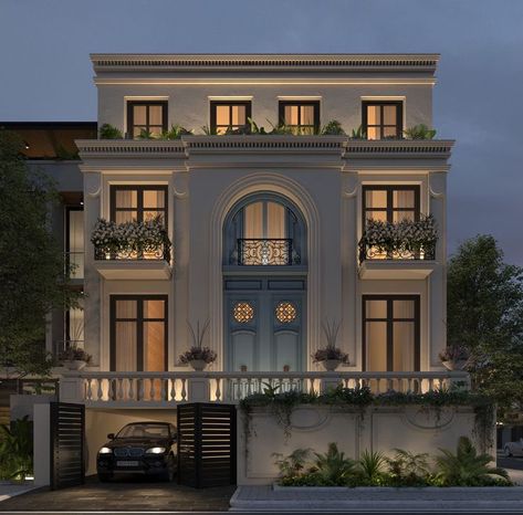 Neoclassic Exterior, Classic Building Facade, Neo Classic Villa, Classic Elevation, Classical Facade, Classical Villa, Classic Facade, Classical House, Classic House Exterior