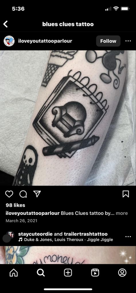 Blues Clues Tattoo, Cincinnati Tattoo, Blue Clues, Jiggle Jiggle, Blue’s Clues, Blues Clues, Instagram Live, Traditional Tattoo, Clue