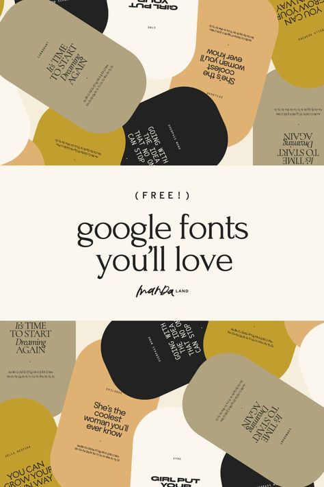 Google Fonts You’ll Love — Mandaland | Lifestyle Inspiration Blog Calligraphy Challenge, Fonts For Business, Timeless Font, Basic Website, Diy Branding, Fonts Typography, Google Fonts, Best Free Fonts, Font Inspiration