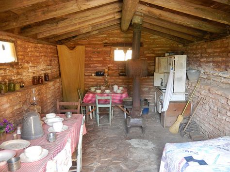 Dugout home- original pinner - "my grandparents lived in one like this by wildcatokla", via Flickr Dugout Shelter Underground Homes, Dugout Shelter, Earthen House, Trapper Cabin, Pioneer Homestead, Survival Homestead, Trappers Cabin, Wilderness Survival Shelter, Pioneer Days