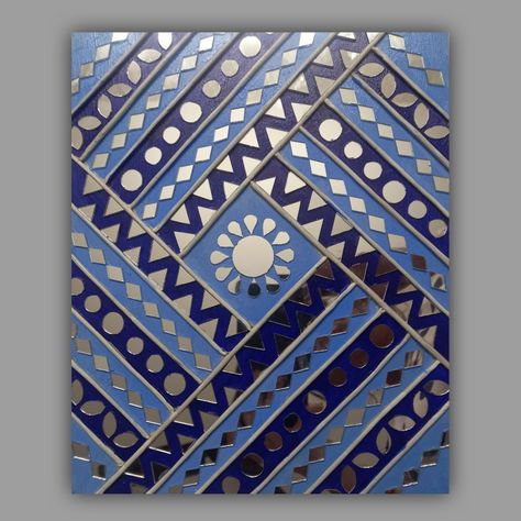 Shades of blue Lippan Art In Rectangle, Lippan Art Mirror Wall Hanging Square, Lipan Art Rectangle, Lippan Art In Square Shape, Lippan Art On Rectangle Board, Lippan Art Rectangle Shape, Rectangle Lippan Art, Square Lippan Art, Mirror Mandala Art