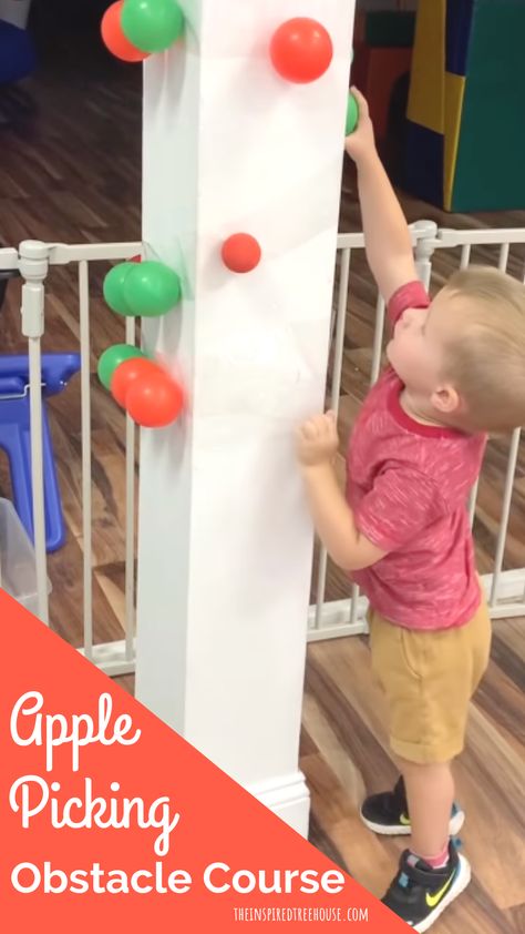 Apple Themed Obstacle Course for Kids - The Inspired Treehouse Fall Obstacle Course For Kids, Preschool Obstacle Course, Log Obstacle Course, Floor Is Lava Outdoor Obstacle Course, Trail Class Obstacles, Obstacles Course For Kids, Kids Obstacle Course, Obstacle Course, Play Based