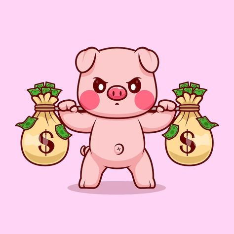 Money Cute Drawing, Money Pig, Money Lover, Cute Money, Rich Dog, Pig Logo, Pig Cute, Finance Icons, Paper Background Design