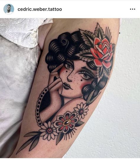 Traditional Tattoo Woman Face, Traditional Tattoo Girls, Traditional Tattoo Woman, Liberty Tattoo, Traditional Tattoo Inspiration, Traditional Tattoo Designs, Timeless Tattoo, Optical Illusion Tattoo, Girl Face Tattoo