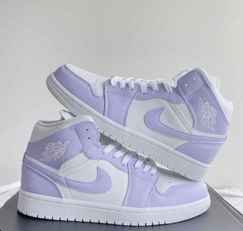 Shop custom sneakers, air force 1 custom and more created by independent artists and explore the world of customization. Lilac Air Jordans, Light Purple Air Jordans, Custom Nike Jordans, Jordans Air Force 1, Purple Nike Jordans, Nike Shoes For Girls Sneakers, Cute Nuke Shoes, Shoes For 11-12, Air Jordan 1 Nike