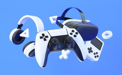 Photo video game devices vr headset head... | Premium Photo #Freepik #photo #3d-game #playstation #video-game #gaming-console Mascot Reference, Vr Technology, Video Game Devices, Abstract Elements, Kiosk Design, Pc Wallpaper, 3d Video, Vr Games, Background 3d