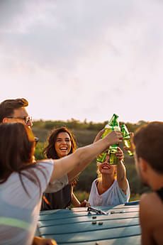 Summer Fun by Studio Firma for Stocksy United Beer Shot, Summer Beer, Beer Photography, Beer Photos, Beer Friends, Beer Cheers, Drink Photo, Garden Photography, Friend Photoshoot