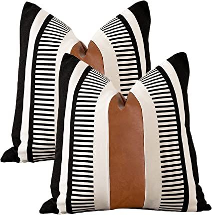 Modern Couch Pillows, Modern Leather Couch, Farmhouse Throw Pillow, Couch Pillow Covers, Modern Couch, Modern Bedroom Decor, Stripe Throw Pillow, Leather Pillow, Leather Couch