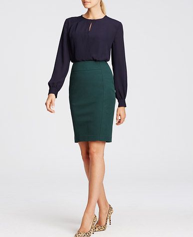 Green Pencil Skirt Outfit, Green Pencil Skirt, Teal Skirt, Spring Business Casual, Green Pencil, Green Pencil Skirts, Petite Curvy, Lawyer Outfit, Long Pencil Skirt