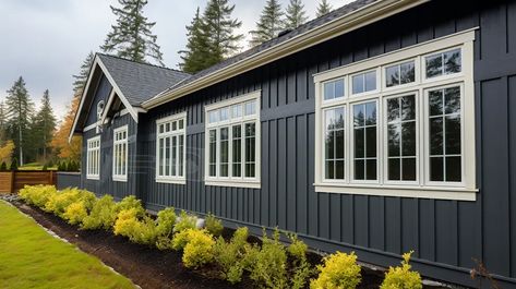 The Vertical Siding Styles You Need to Know - Pro Superior Construction Vertical Siding Ranch House, Vertical Vs Horizontal Siding, Vertical Exterior Siding, Vertical Siding Exterior Ranch, Gray Board And Batten Siding, Vertical And Horizontal Siding Exterior, Vertical Vinyl Siding Exterior, Smart Siding Exterior, Vinyl Siding Ideas Exterior