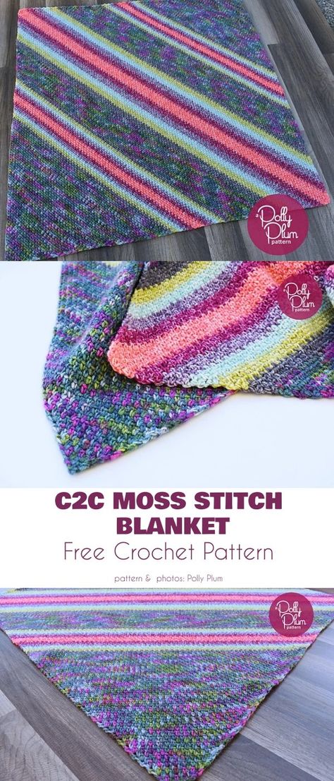 C2C Moss Stitch Blanket Free Crochet Patterns C2c Moss Stitch Crochet Pattern Free, Crochet 10 Stitch Blanket, C2c Moss Stitch Blanket, Free C2c Patterns, C2c Crochet Blanket Pattern Free, Moss Crochet Stitch, 10 Stitch Blanket, Moss Stitch Pattern, Corner To Corner Crochet Pattern