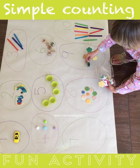 Simple Counting Fun Activity simple to setup too! Simple Counting Activities For Preschoolers, Counting 1-5 Activities, Simple Counting Activities, Counting Activities Eyfs, Counting From 1-20 Activities, Math Activities Preschool Counting, Math Counting Activities, Math Tables, Counting Objects