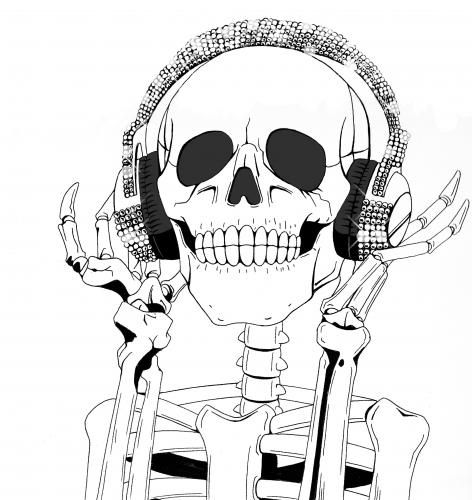 festival dj cartoon | Cartoon: The skull enjoy the music (medium) by DJ SAVIOR tagged art ... Headphones Tattoo, Food France, Headphones Drawing, Holiday Italy, Christmas City, Dj Art, Skeleton Drawings, Skeleton Dance, Music Nature