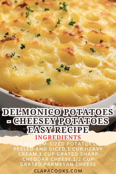 Delmonico Potatoes - Cheesey Potatoes Easy Recipe Ore Ida Diced Potato Recipes, Delmonico Potatoes Recipes, Potato Dishes For A Crowd, Company Potatoes Recipe, Potato Flakes Recipes, Potatoes Delmonico, Potato Side Dishes Easy Quick, Cheesy Potatoes With Real Potatoes, Simply Potatoes Recipes