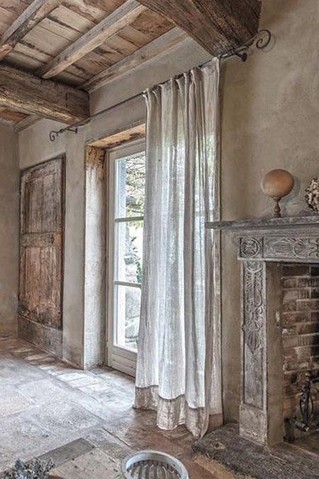 Antique French Country Bedroom, French Provincial Curtains, French Cottage Curtain Ideas, Curtains Country Style, French Provincial Window Treatments, French Country Drapes And Curtains, Vintage Curtains Bedroom French Country, French Linen Curtains, French Country Curtain Rods