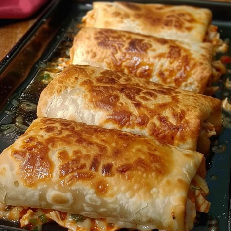 Baked Chicken Chimichangas Baked Chimichangas, Baked Chicken Chimichangas, Chicken Chimichanga, Pepperjack Cheese, Chicken Chimichangas, Chimichanga Recipe, Fried Steak Recipes, Chicken Shredded, Leftover Rotisserie Chicken