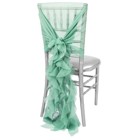 1 Set of Soft Curly Willow Ruffles Chair Sash & Cap - Seafoam Green– CV Linens Baby Shower Chair, Geode Cake Wedding, Sweet 16 Party Decorations, Geode Wedding, Indoor Wedding Receptions, Party Chairs, Curly Willow, Chair Sash, Chair Covers Wedding