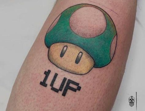 Mario Mushroom Tattoo, Redemption Tattoo, Salvation Tattoo, Mushroom Tattoo, Video Game Tattoo, Gaming Pads, Mushroom Tattoos, Gaming Tattoo, Video Game Genre