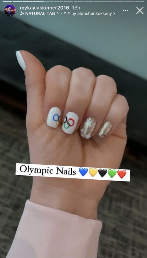 Gymnastics Nails Designs, Olympic Nails Art Designs, Olympic Aesthetic, Gymnastics Nails, Basketball Nails, Olympic Nails, Holiday Quotes Funny, Gymnastics Stuff, Usa Nails