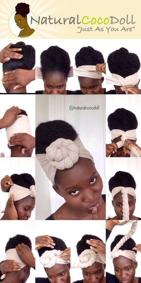 Head Wrap Styles Tutorial, Curly Hair Headband, Natural Hair Haircuts, Headwrap Hairstyles, Natural Hair Blowout, African Hair Wrap, Headwrap Tutorial, Head Wrap Styles, Hair Wrap Scarf