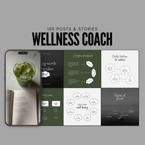 100+ professionally designed Instagram templates to help health and wellness professionals grow their business and reach a wider #Wellness_Coach_Branding #Sunscreen_Photoshoot #Health_Era #Holistic_Coach Fitness Coach Aesthetic, Wellness Instagram Feed, Wellness Color Palette, Health Coach Branding, Holistic Coach, Corporate Website Design, Free Mental Health, Instagram Branding Design, Coach Instagram