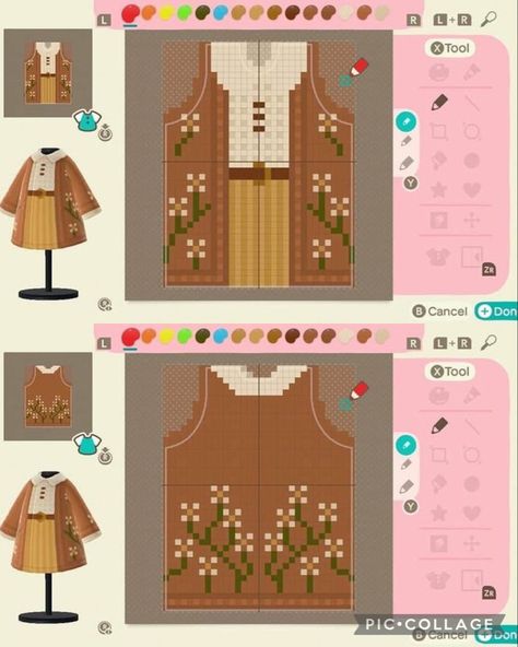 Sorry i do not have a source for this design Cute Animal Crossing Design Patterns, Patterns For Animal Crossing, Animal Crossing Custom Design Template, Clothes Design Animal Crossing, Acnh Custom Design Template, Acnh Designs Tutorial, Animal Crossing Custom Outfits, Custom Acnh Clothes, Animal Crossing Pro Design Ideas