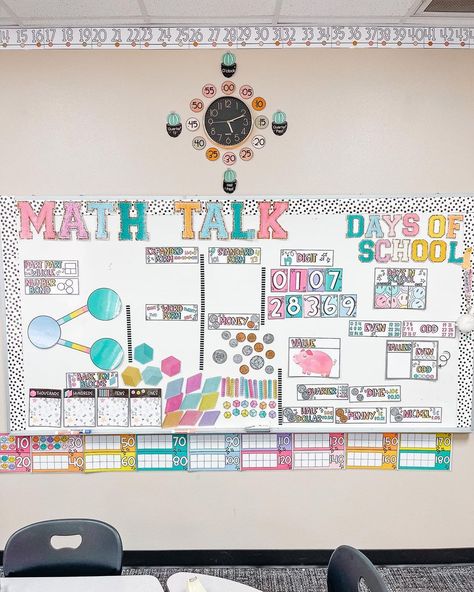 RACHAEL BURNETT 😃 CLASSROOM DECOR on Instagram: “Math Talk, but Rainbow Remix! ⚡️🌈 This is by far my favorite math talk board EVER!!!! 🙃💖🌈🌼 comes in ENGLISH & SPANISH!! If you already…” Math Talks, Number Sentences, Part Part Whole, Elementary Classroom Themes, Elementary Math Classroom, Classroom Goals, Math Classroom Decorations, Number Bond, Teaching Second Grade