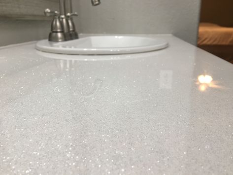 Our Glitter Epoxy Countertops!!! White Glitter Countertop, Epoxy Glitter Countertop, Sparkle Epoxy Countertop, White Glitter Countertops, Glitter Countertop Kitchen Counters, Glitter Kitchen Countertops, White Sparkle Countertops, Glitter Countertops, Glitter Epoxy Countertop