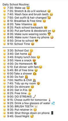 Daily School Routine, Beauty Routine Weekly, Beauty Routine Schedule, Routine School, Middle School Survival, School Routine For Teens, Morning Routine School, Beauty Routine Checklist, Morning Routine Checklist