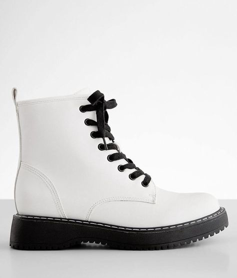 Madden Girl Kurrt Combat Boot - White US 7, Women's White Faux leather lace-up boot Side zip detail Lightly cushioned footbed 5 3/4 shaft. Manmade upper/outsole. PU lining.. WOMEN'S SHOE SIZE CONVERSION CHART US 5 5.5 6 6.5 7 7.5 8 8.5 9 9.5 10 11 12 EU 35-36 36 36-37 37 37-38 38 38-39 39 39-40 40 40-41 41-42 42-43 UK 3 3.5 4 4.5 5 5.5 6 6.5 7 7.5 8 9 10 *Conversion sizes may vary. Available in whole and half sizes. Apparel & Accessories > Shoes Teen Boots, Shoe Size Conversion Chart, White Combat Boots, Boot For Women, Western Ankle Boots, Womens Combat Boots, Leather Lace Up Boots, Combat Boot, Cute Boots