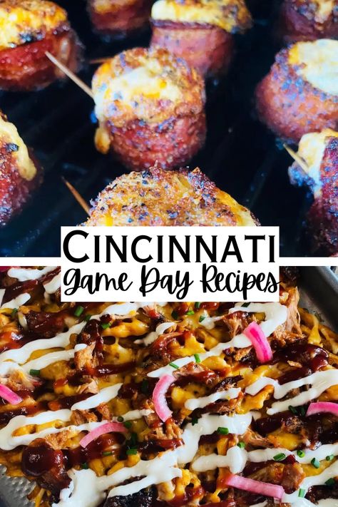 bbq pig shots and loaded fries Cincinnati Bengals Tailgate Food, Bengals Tailgate Food, Cincinnati Food Recipes, Goetta Recipe Appetizers, Goetta Recipe Cincinnati, Nfl Recipes, Goetta Recipes, Football Game Food, Cincinnati Food