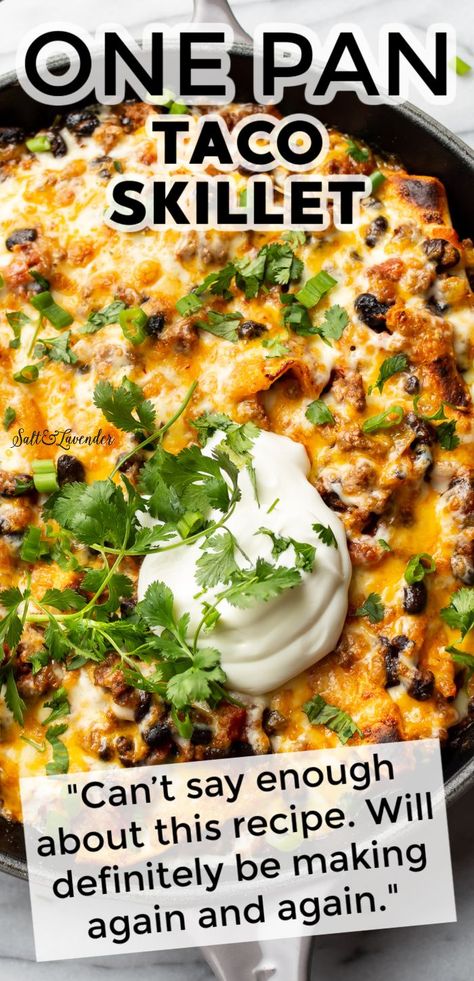 Taco Skillet Dinner Healthy, Beef Taco Bake, Healthy Taco Skillet, Ground Chicken Taco Skillet, Ground Beef Recipes Taco, Mexican Skillet Dinner Beef, Taco In A Pan, Southwest Ground Beef Skillet, Taco Flavored Recipes